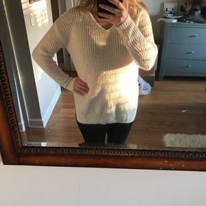 White sweater with criss cross back